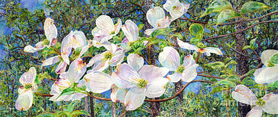 Paintings - View Beyond Dogwood-Flowering dogwood by Hailey E Herrera