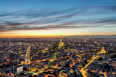 Paris Skyline Photos - View of Paris and Eiffel Tower from Montparnasse Tower by Alexios Ntounas