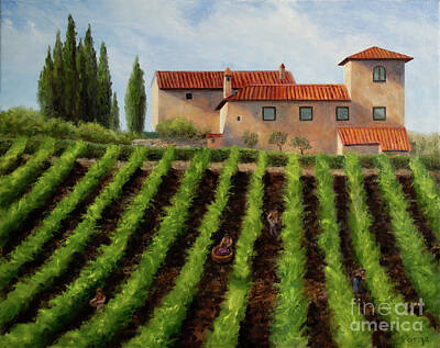 Wine Paintings - Villa Vineyard by Christopher Panza