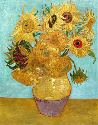 Sunflowers Paintings - Vincent van Goghs Vase with Twelve Sunflowers  by Vincent Van Gogh