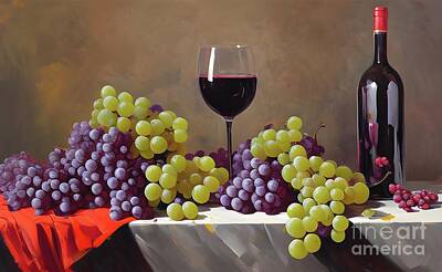Wine Digital Art Royalty Free Images - Vino classics Royalty-Free Image by Sen Tinel