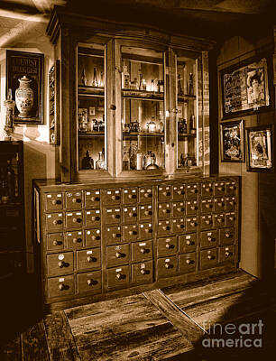 Landmarks Royalty-Free and Rights-Managed Images - Vintage Apothecary Case - Sepia by American West Legend