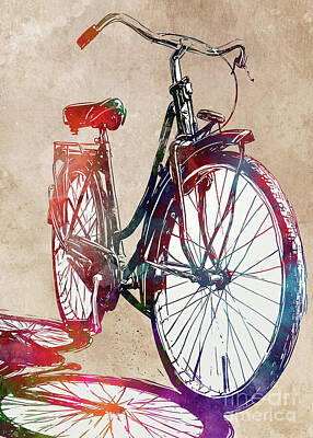 Digital Art Rights Managed Images - Vintage bicycle sport art #bicycle Royalty-Free Image by Justyna Jaszke JBJart