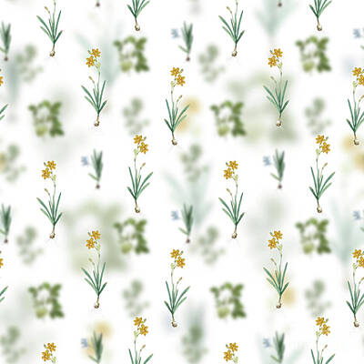 Florals Mixed Media - Vintage Coppertips Floral Garden Pattern on White n.0194 by Holy Rock Design