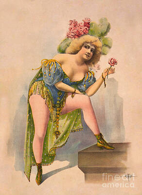 City Scenes Drawings - Vintage Victorian Burlesque Chorus Girl Poster 1899 by Sad Hill - Bizarre Los Angeles Archive