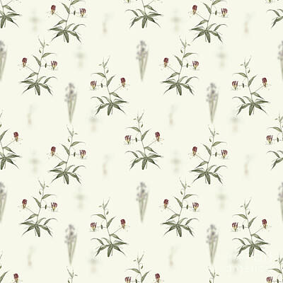 Lilies Mixed Media - Vintage Flame Lily Boho Botanical Pattern on Soft Warm White n.0396 by Holy Rock Design