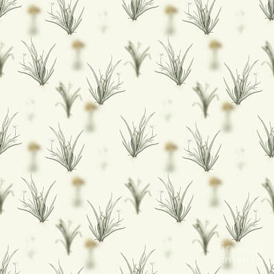 Lilies Mixed Media - Vintage Fortnight Lily Boho Botanical Pattern on Soft Warm White n.0400 by Holy Rock Design