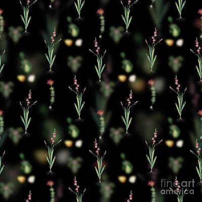 Femme Fatale - Vintage Ixia Scillaris Floral Garden Pattern on Black n.1093 by Holy Rock Design