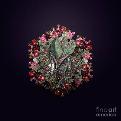 Celebrity Pop Art Potraits Rights Managed Images - Vintage Koemferia Longa Flower Wreath on Royal Purple n.3730 Royalty-Free Image by Holy Rock Design
