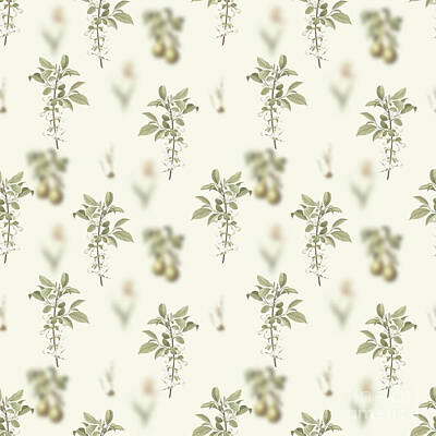 Mountain Mixed Media - Vintage Mountain Silverbell Boho Botanical Pattern on Soft Warm White n.0608 by Holy Rock Design