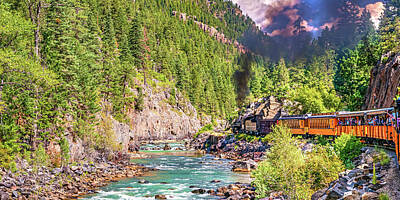 Royalty-Free and Rights-Managed Images - Vintage Mountain Train Panorama - Durango and Silverton Railroad by Gregory Ballos