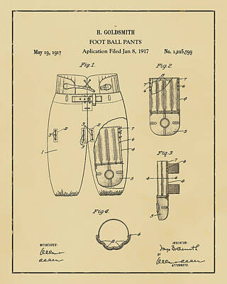 Football Royalty Free Images - Vintage Patent Football Pants - Circa 1917 Royalty-Free Image by Artcrew