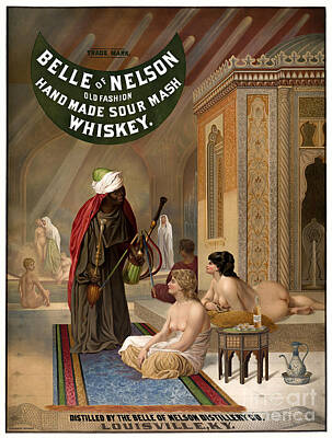 City Scenes Drawings - Vintage Sour Mash Whiskey Poster - Belle of Nelson by Sad Hill - Bizarre Los Angeles Archive
