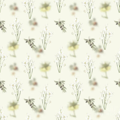Lilies Mixed Media - Vintage St. Brunos Lily Boho Botanical Pattern on Soft Warm White n.0917 by Holy Rock Design