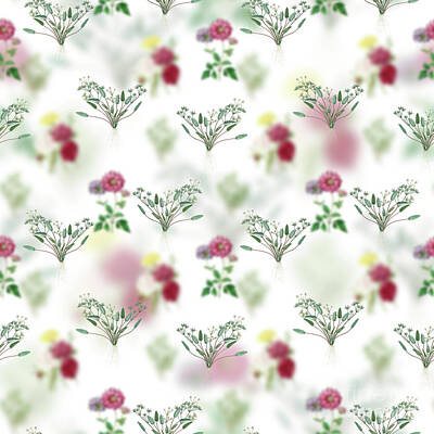 A Tribe Called Beach - Vintage Starfruit Floral Garden Pattern on White n.2100 by Holy Rock Design