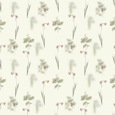 Lilies Mixed Media - Vintage Sword Lily Boho Botanical Pattern on Soft Warm White n.0946 by Holy Rock Design