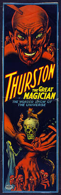 Celebrities Paintings - Vintage Thurston Magic Poster  by David Hinds