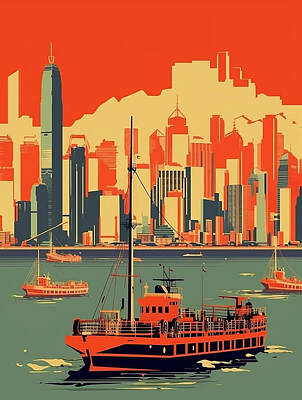 Cities Mixed Media Royalty Free Images - Vintage Travel Poster Hong Kong Royalty-Free Image by Stephen Smith Galleries