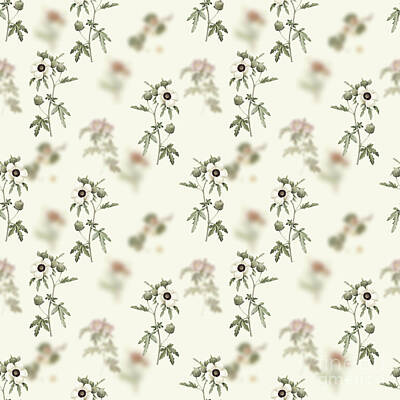 Abstract Works - Vintage Venice Mallow Boho Botanical Pattern on Soft Warm White n.0998 by Holy Rock Design