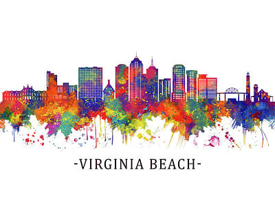 Fine Dining Rights Managed Images - Virginia Beach Virginia Skyline Royalty-Free Image by NextWay Art