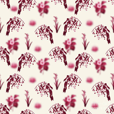 Roses Mixed Media Royalty Free Images - Visciola Cherries Botanical Seamless Pattern in Viva Magenta n.1355 Royalty-Free Image by Holy Rock Design