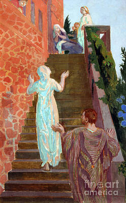 Cities Paintings - Visitation in the staircase of Silencio Francais by Sad Hill - Bizarre Los Angeles Archive