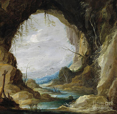 City Scenes Paintings - Vista from a Grotto - David Teniers The Younger by Sad Hill - Bizarre Los Angeles Archive
