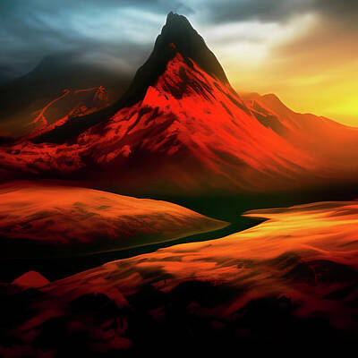Mountain Mixed Media - Volcanic mountain range depiction by Debra Millet