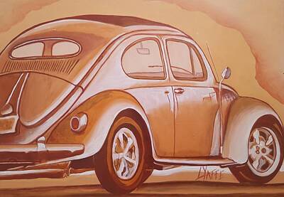 The Beach House - Volkswagen Beetle from the Back by Loraine Yaffe
