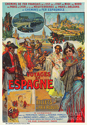 Kim Fearheiley Photography - Voyages en Espagne Vintage Poster 1920s by Vintage Treasure