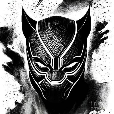 Graduation Hats Royalty Free Images - Wakanda Forever Black Panther Face Mask Art Royalty-Free Image by Artsyhands