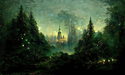 Fantasy Paintings - Walking into the forest of Elves, 06 by AM FineArtPrints