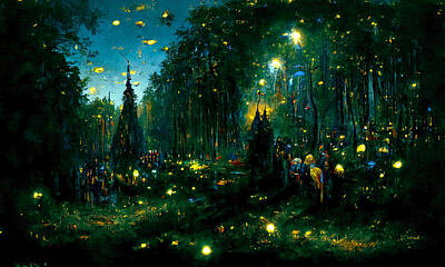 Fantasy Paintings - Walking through the fairy forest, 06 by AM FineArtPrints