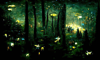 Fantasy Paintings - Walking through the fairy forest, 07 by AM FineArtPrints