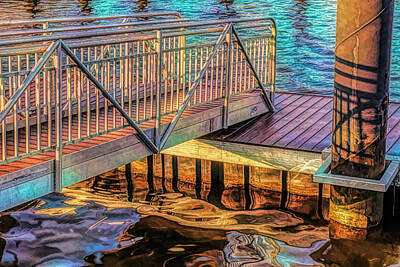 Wilderness Camping - Walkway To Floating Dock Early Morning by Gary Slawsky