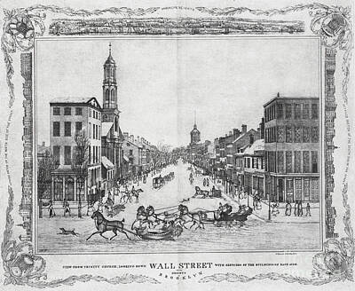 City Scenes Drawings - Wall Street and the Heights of Brooklyn d5 by Historic Illustrations