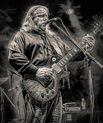 Musician Mixed Media Rights Managed Images - Warren Haynes Plays the Blues Royalty-Free Image by Mal Bray