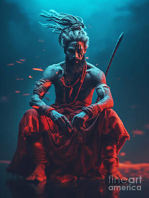Surrealism Royalty Free Images - Warrior  from  Aghori  Monks  India    Surreal  Cinema  by Asar Studios Royalty-Free Image by Celestial Images