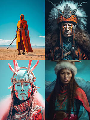Surrealism Royalty-Free and Rights-Managed Images - Warrior  from  Tsaatan  Tribe  Mongolia    Surreal  Ci  bd  edc  de  af  dec, by Asar Studios by Romed Roni