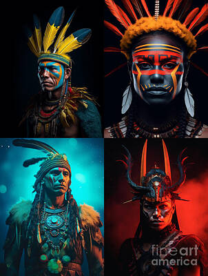Surrealism Royalty-Free and Rights-Managed Images - Warrior  from  Wapishana  Tribe  Brazil    Surreal  by Asar Studios by Celestial Images