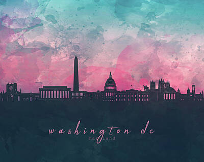 Cities Digital Art - Washington Dc Skyline Panorama by Bekim M