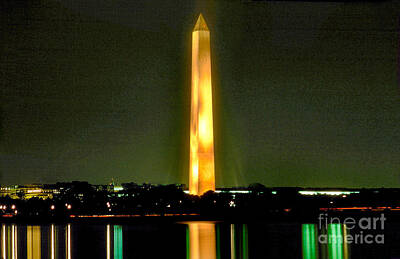 American Milestones - Washington Monument in the Night by Wernher Krutein