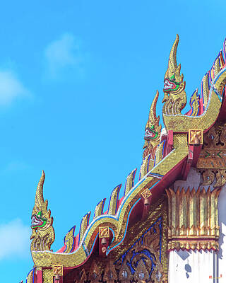 Classic Christmas Movies - Wat Bueng Phra Aram Luang Phra Ubosot Naga Roof Finials DTHNR0373 by Gerry Gantt