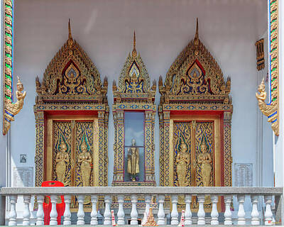 Whimsical Flowers - Wat Kunnathi Ruttharam Phra Ubosot Entrance DTHB2212 by Gerry Gantt
