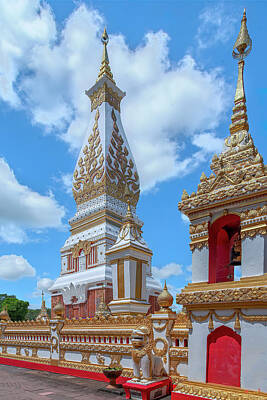 Road And Street Signs - Wat Phra That Phanom Phra Chedi and Bell Tower DTHNP0010 by Gerry Gantt