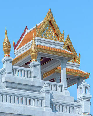 Black And White Line Drawings - Wat Traimit Phra Maha Mondop Bell Pavilion DTHB0677 by Gerry Gantt