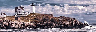 Royalty-Free and Rights-Managed Images - Watching the Waves at Nubble Lighthouse by Gregory Ballos