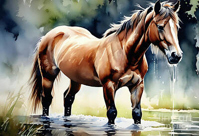 Animals Royalty Free Images - Water Embrace Royalty-Free Image by Sen Tinel