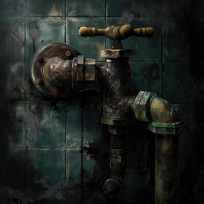 Classical Masterpiece Still Life Paintings Royalty Free Images - Water Faucet with Iron Handle 26 Royalty-Free Image by Yo Pedro