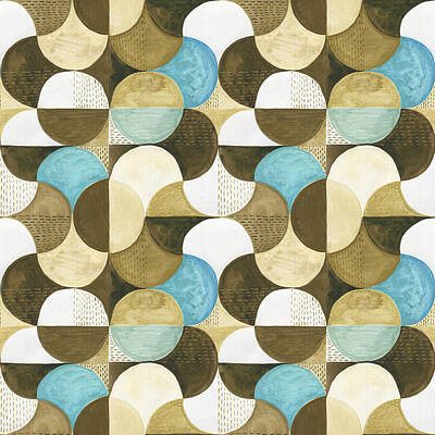 Abstract Drawings - Watercolor coloful modern geometric seamless pattern by Julien